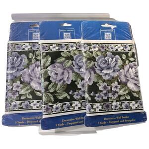 3 NIP Imperial Ashley Taylor Wallpaper Alicia Wall Border Flowers 5 Yds Ea